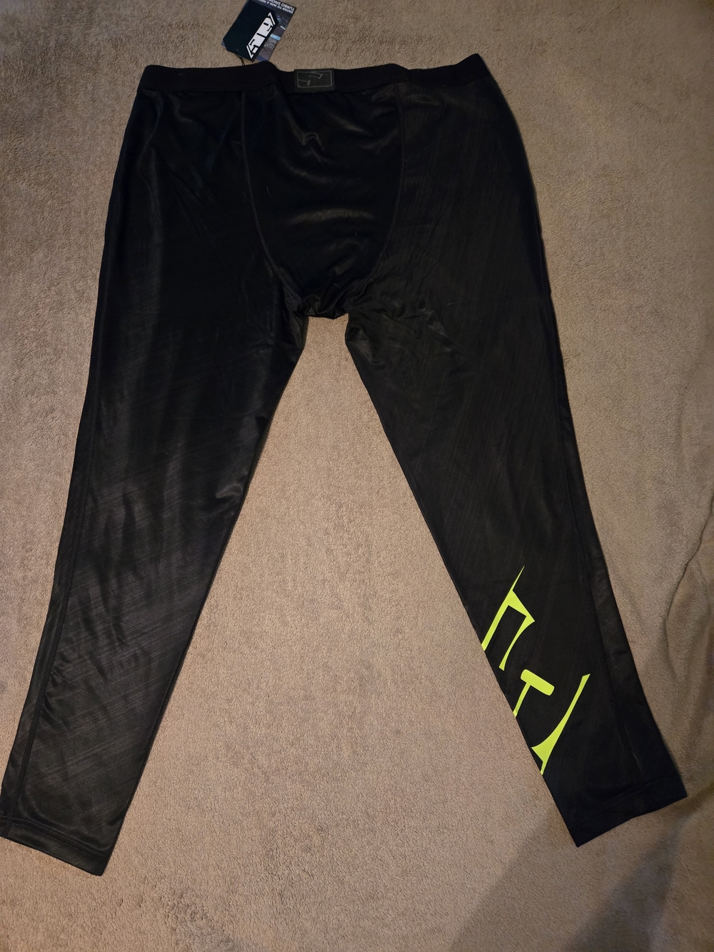 509 Base Layer Black Leggings with Neon Green Accent